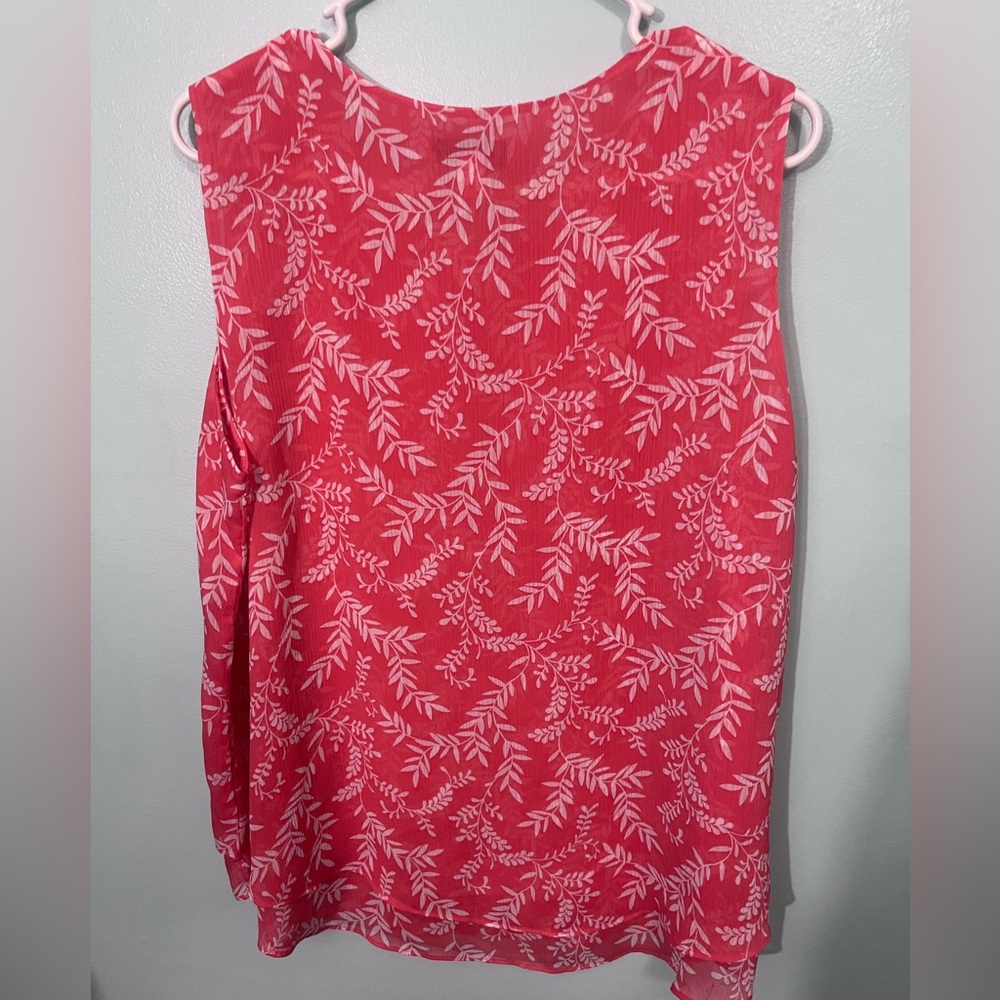 Cristina B Pink Leaf Print Blouse - Picture 5 of 7